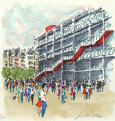 Paris, Le Centre Pompidou by Urbain Huchet Pricing Limited Edition Print image
