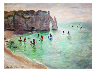 Etretat, Cliff: Fishing-Boats Leaving The Harbor, 1885 by Claude Monet Pricing Limited Edition Print image