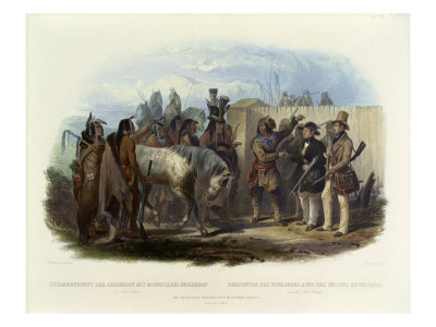 The Travellers Meeting With Minatarre Indians by Karl Bodmer Pricing Limited Edition Print image