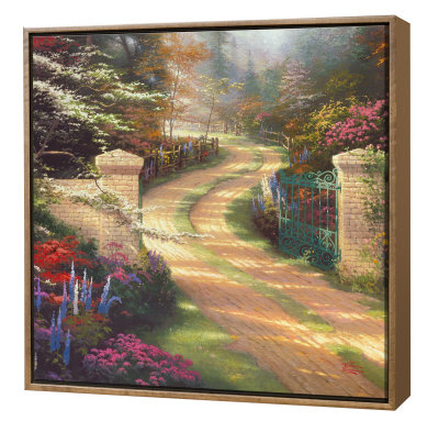 Spring Gate - Framed Fine Art Print On Canvas - Wood Frame by Thomas Kinkade Pricing Limited Edition Print image
