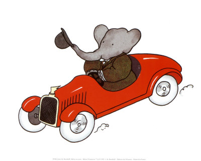 Babar En Auto by Laurent De Brunhoff Pricing Limited Edition Print image