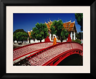 Monk Walking Over Bridge, Thailand by Richard I'anson Pricing Limited Edition Print image