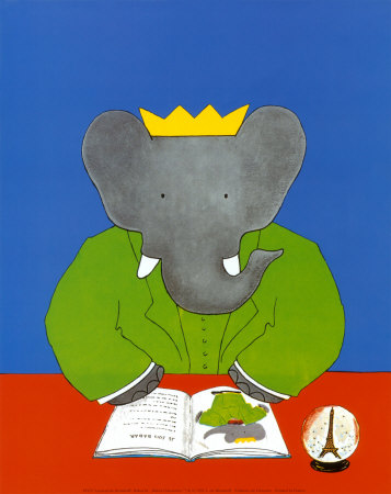 Babar Reading by Laurent De Brunhoff Pricing Limited Edition Print image