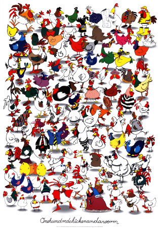 One Hundred Chickens And A Worm by Kevin Whitlark Pricing Limited Edition Print image