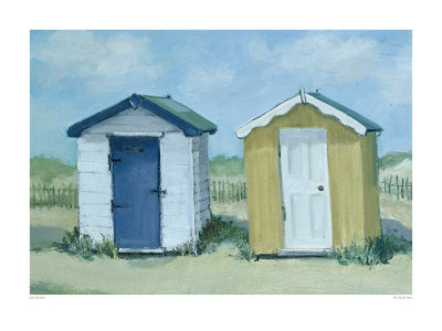 Two Beach Huts by Jane Hewlett Pricing Limited Edition Print image