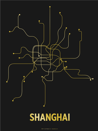 Shanghai (Black & Gold) by Line Posters Pricing Limited Edition Print image