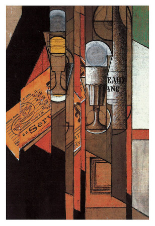 Glasses, Newspaper, And Bottle Of Wine by Juan Gris Pricing Limited Edition Print image