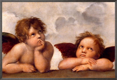 Angels, Detail Of The Sistine Madonna, C.1514 by Raphael Pricing Limited Edition Print image