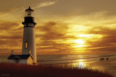Lighthouse At Sunset by Carlos Casamayor Pricing Limited Edition Print image