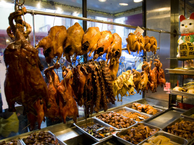 Roast Meats In Window Of Yee's Restaurant On Grant Avenue In Chinatown by Lee Foster Pricing Limited Edition Print image