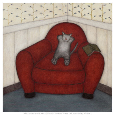 Cat Reading by Helga Sermat Pricing Limited Edition Print image
