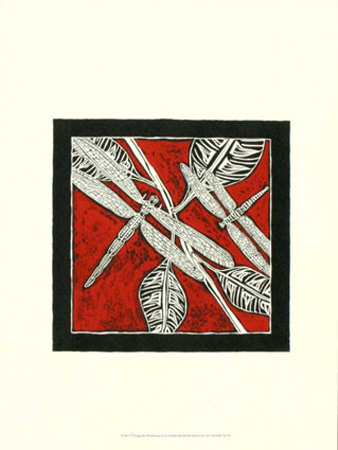 Dragonfly Woodblock In Red Ii by Chariklia Zarris Pricing Limited Edition Print image