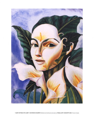 Lady In Field Of Lilies by Octavio Ocampo Pricing Limited Edition Print image
