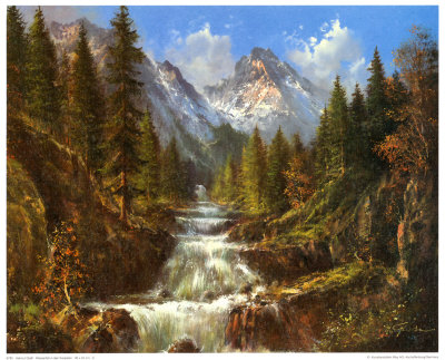 Waterfall In The Carpathians by Helmut Glassl Pricing Limited Edition Print image