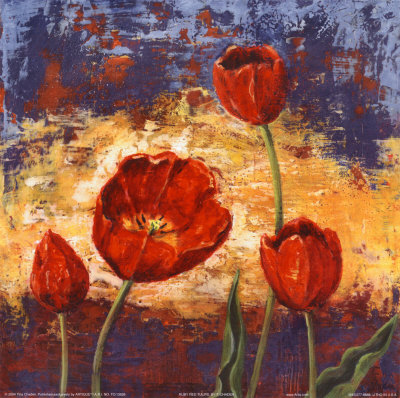 Ruby Red Tulips by Tina Chaden Pricing Limited Edition Print image