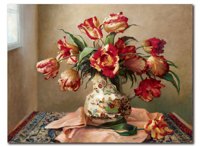 Tulips In An Oriental Vase by Rhonda Ginsberg Pricing Limited Edition Print image