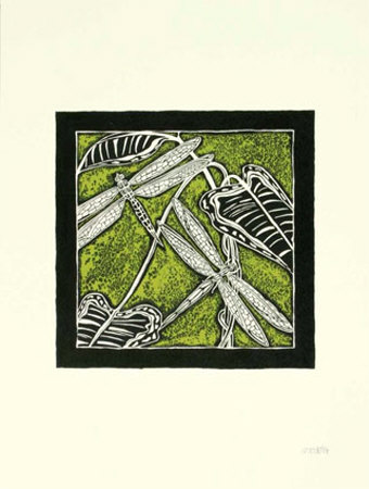 Dragonfly Woodblock In Green I by Chariklia Zarris Pricing Limited Edition Print image