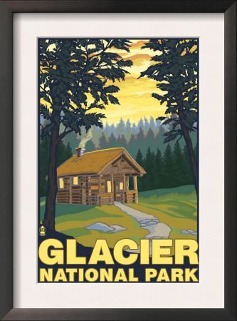 Glacier National Park - Cabin Scene, C.2009 by Lantern Press Pricing Limited Edition Print image
