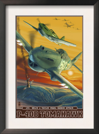 Pearl Harbor, Hawaii - P-40B Tomahawks, C.2008 by Lantern Press Pricing Limited Edition Print image