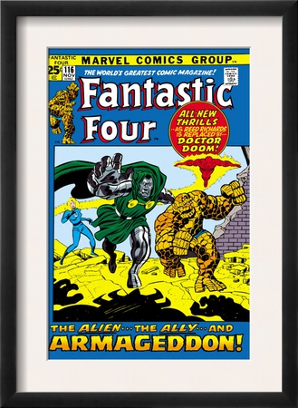 Fantastic Four #116 Cover: Dr. Doom, Thing, Human Torch And Invisible Woman Crouching by John Buscema Pricing Limited Edition Print image