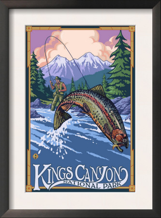 Kings Canyon Nat'l Park - Fly Fisherman - Lp Poster, C.2009 by Lantern Press Pricing Limited Edition Print image