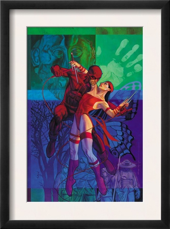 Elektra #35 Cover: Daredevil And Elektra Fighting And Shooting by Brian Stelfreeze Pricing Limited Edition Print image