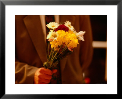 Man's Hand Holding Flowers For A Lunch Date by Highbridge Pricing Limited Edition Print image