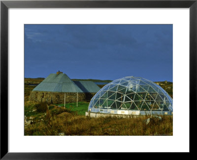 Geodesic Greenhouse And Restored Blackhouse, Scotland by Niall Benvie Pricing Limited Edition Print image