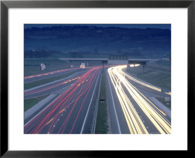 Light Streaks On Motorway At Dusk, England, Uk by Mike England Pricing Limited Edition Print image