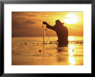 Fisherman In Water With Net, Koh Samui, Thailand by Jacob Halaska Pricing Limited Edition Print image