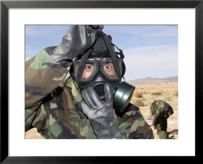 Rifleman Puts On His Gas Mask by Stocktrek Images Pricing Limited Edition Print image