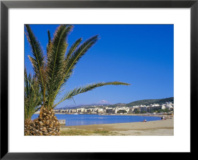 Palm Tree And Rethymo Beach, Rethymno (Rethymnon), Island Of Crete, Greece, Mediterranean by Marco Simoni Pricing Limited Edition Print image