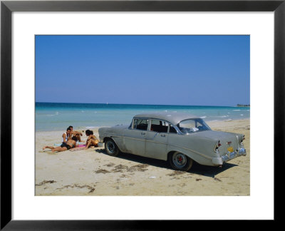 1950S American Car On The Beach, Goanabo, Cuba, Caribbean Sea, Central America by Bruno Morandi Pricing Limited Edition Print image