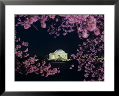 Jefferson Memorial At Night, Seen Through Cherry Blossoms, Washington, D.C. by Kenneth Garrett Pricing Limited Edition Print image