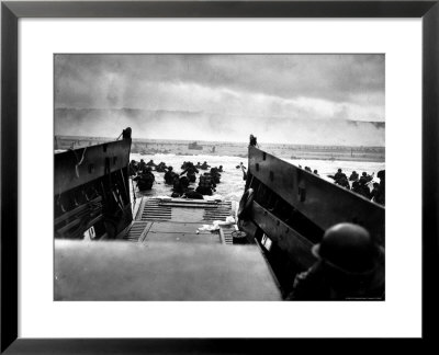 Small Landing Craft With American Soldiers Wading Ashore Under Heavy German Fire by Robert F. Sargent Pricing Limited Edition Print image