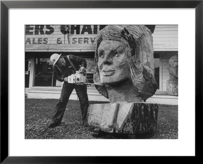 Portrait Of Mrs. John Kennedy Made By Ken Kaiser With A Chain Saw by Grey Villet Pricing Limited Edition Print image