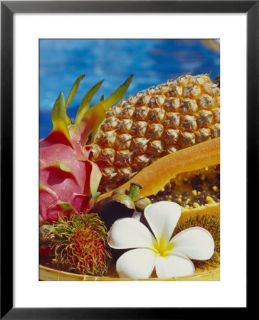 Exotic Fruits: Lychees, Red Pitahaya, Papaya, Pineapple by Vladimir Shulevsky Pricing Limited Edition Print image