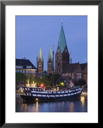 Weser River Waterfront, Bremen, State Of Bremen, Germany by Walter Bibikow Pricing Limited Edition Print image