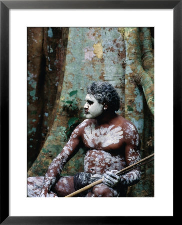 Indigenous Australian Dancer With Body Paint, Mossman Gorge, Queensland, Australia by Michael Coyne Pricing Limited Edition Print image