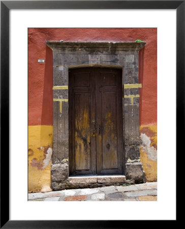 Door In A Painted Building, San Miquel De Allende, Mexico by David Evans Pricing Limited Edition Print image