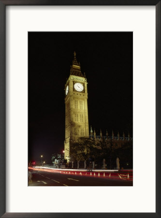 View Of The Famous Big Ben Clock Tower Illuminated At Night by Richard Nowitz Pricing Limited Edition Print image