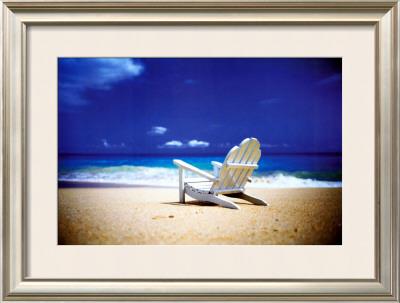 Beach Chair On Empty Beach by Randy Faris Pricing Limited Edition Print image
