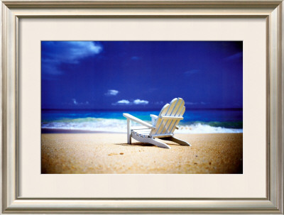 Beach Chair On Empty Beach by Randy Faris Pricing Limited Edition Print image