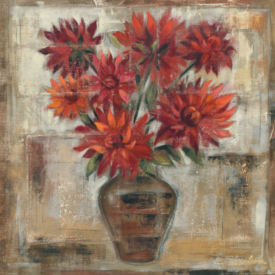 Dahlia's In Bronze Vase by Silvia Vassileva Pricing Limited Edition Print image