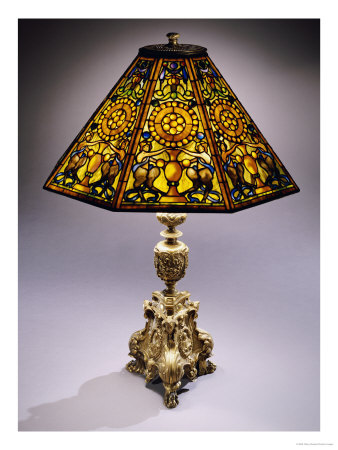 A Rare Regence Style Leaded Glass And Gilt-Bronze Table Lamp by Tiffany Studios Pricing Limited Edition Print image