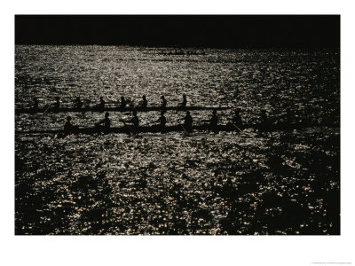 Silhouetted Rowers Propel Racing Sculls On A Sparkling Potomac River by Stephen St. John Pricing Limited Edition Print image