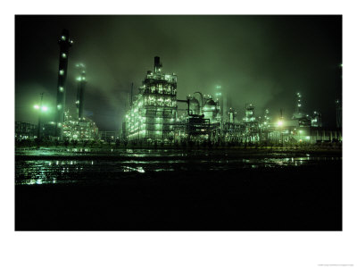Chemical Plant At Night by George Grall Pricing Limited Edition Print image