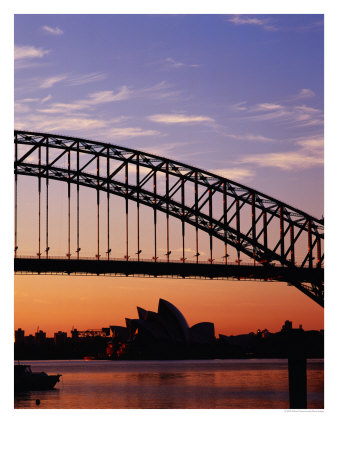 Sunrise Over Sydney Harbour Bridge And Sydney Opera House, Sydney, Australia by Richard I'anson Pricing Limited Edition Print image