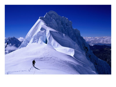 Climber On Summit Ridge Of Nevadao Quitaraju, Cordillera Blanca, Ancash, Peru by Grant Dixon Pricing Limited Edition Print image