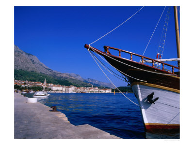 Traditional Schooner In Markarska Harbour, Makarska, Split-Dalmatia, Croatia by Jan Stromme Pricing Limited Edition Print image